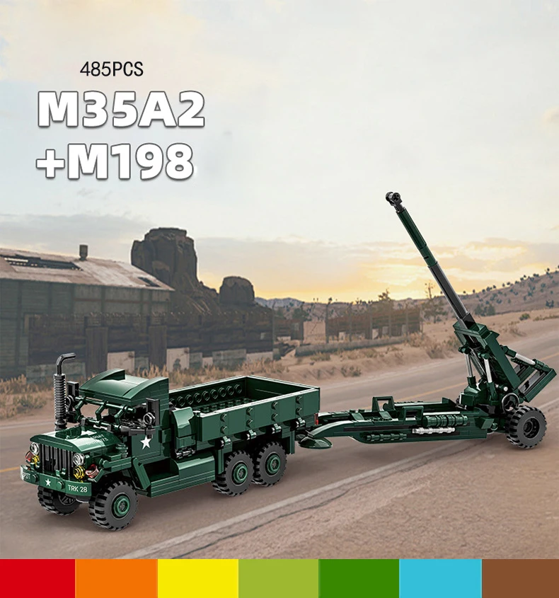 Американские современные военные джипы 1976 M198 Howitzers M35A2, грузовики, строительный блок Ww2, строительные кирпичи, игрушки для мальчиков, подарки
Американские современные военные джипы 1976 M198 Howitzers M35A2, грузовики, строительный блок Ww2, строительные кирпичи, игрушки для мальчиков, подарки