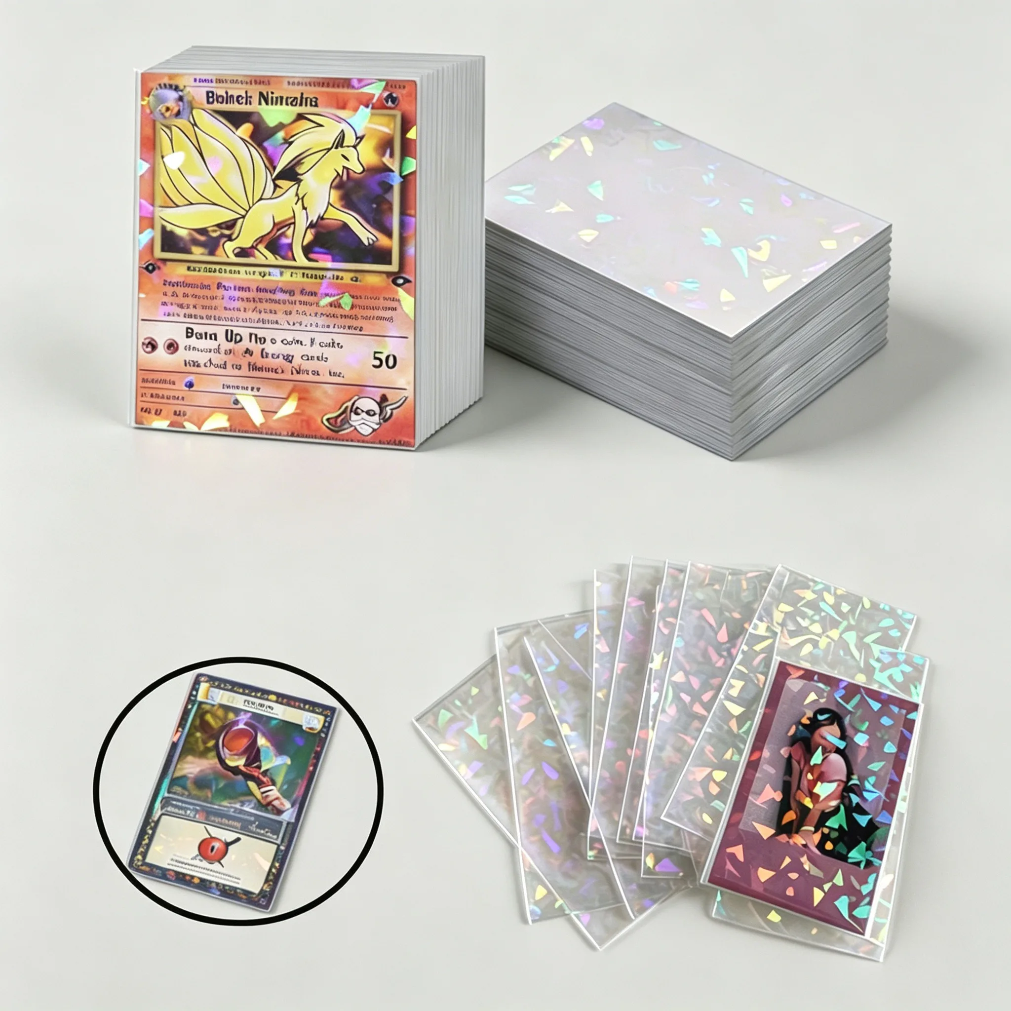 66x91mm Shattered Glass Holographic Laser Rainbow Card Protector Fit Pokemon Yugioh Kpop Photocard Sports Game Collectible Cards
66x91mm Shattered Glass Holographic Laser Rainbow Card Protector Fit Pokemon Yugioh Kpop Photocard Sports Game Collectible Cards