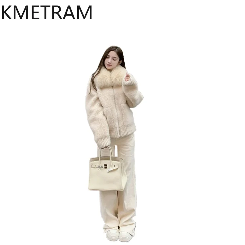 KMETRAM 100% Wool Jacket Women Luxury Fox Fur Collar Short Fur Coat Premium Winter Sheep Shearing Jacket 55cm Woman Clothes 2026
KMETRAM 100% Wool Jacket Women Luxury Fox Fur Collar Short Fur Coat Premium Winter Sheep Shearing Jacket 55cm Woman Clothes 2026