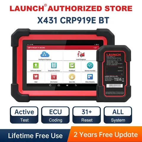 X431 CRP919E LAUNCH BT Car Diagnostic Tool DBScar VII VCI Auto OBD OBD2 Scanner Active Test ECU Coding CANFD DOIP 31+ Reset