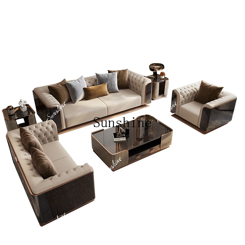 High-end new villa living room simple large apartment solid wood leather sofa TF
High-end new villa living room simple large apartment solid wood leather sofa TF