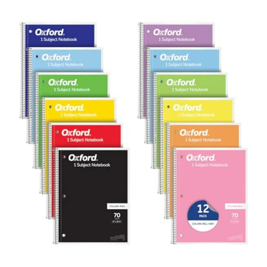 Spiral Notebooks, 12 Count Bulk Pack, 1 Subject, College Ruled Notebooks for School, 8 x 10.5 Inches, 70 Sheets, Assorted Color
Spiral Notebooks, 12 Count Bulk Pack, 1 Subject, College Ruled Notebooks for School, 8 x 10.5 Inches, 70 Sheets, Assorted Color