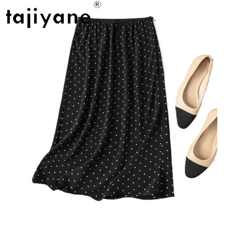 TAJIYANE 100% натуральные шелковые юбки из тутового шелкопряда для женщин, элегантная черная юбка в горошек, летняя юбка миди с эластичной талией, женская одежда
TAJIYANE 100% натуральные шелковые юбки из тутового шелкопряда для женщин, элегантная черная юбка в горошек, летняя юбка миди с эластичной талией, женская одежда