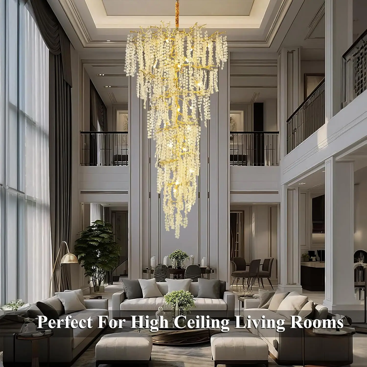 Luxury Gold Staircase Crystal Chandeliers Large Crystal Branch Hanging Chandelier For High Ceiling Living Room Foyer Entryway
Luxury Gold Staircase Crystal Chandeliers Large Crystal Branch Hanging Chandelier For High Ceiling Living Room Foyer Entryway