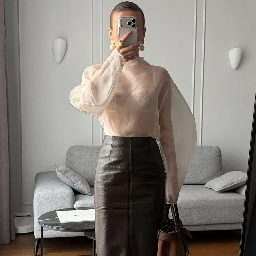 Новая модная нишевая модель, прозрачный сетчатый топ с длинными рукавами, женская сексуальная рубашка
Новая модная нишевая модель, прозрачный сетчатый топ с длинными рукавами, женская сексуальная рубашка