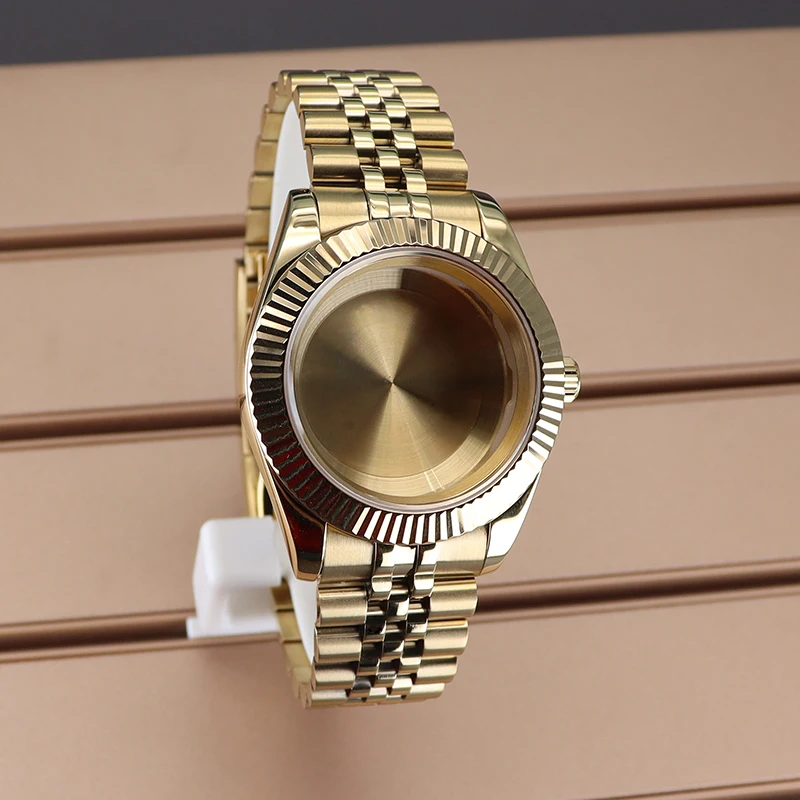 Waterproof 36mm 39mm Golden Case Sapphire For Seiko Nh35 Nh34 Nh36 Nh38 Miyota 8215 Movement Fluted Watch Case Strap 28.5mm Dial
Waterproof 36mm 39mm Golden Case Sapphire For Seiko Nh35 Nh34 Nh36 Nh38 Miyota 8215 Movement Fluted Watch Case Strap 28.5mm Dial