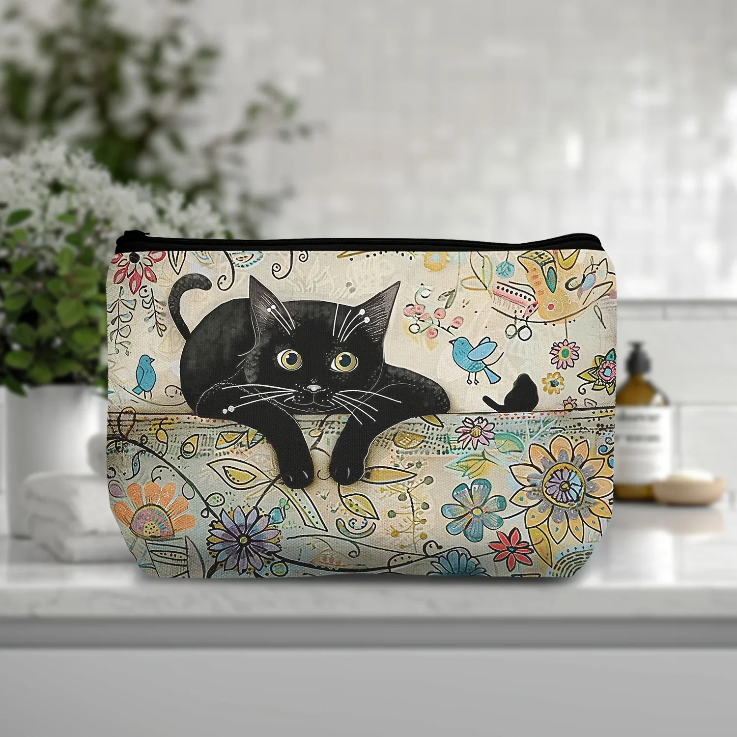 1pc Retro Cat Pattern Makeup Pouch Ultra-Lightweight Zipper ClosureTravel Adorable Cat Print Design Cosmetic Bag
1pc Retro Cat Pattern Makeup Pouch Ultra-Lightweight Zipper ClosureTravel Adorable Cat Print Design Cosmetic Bag