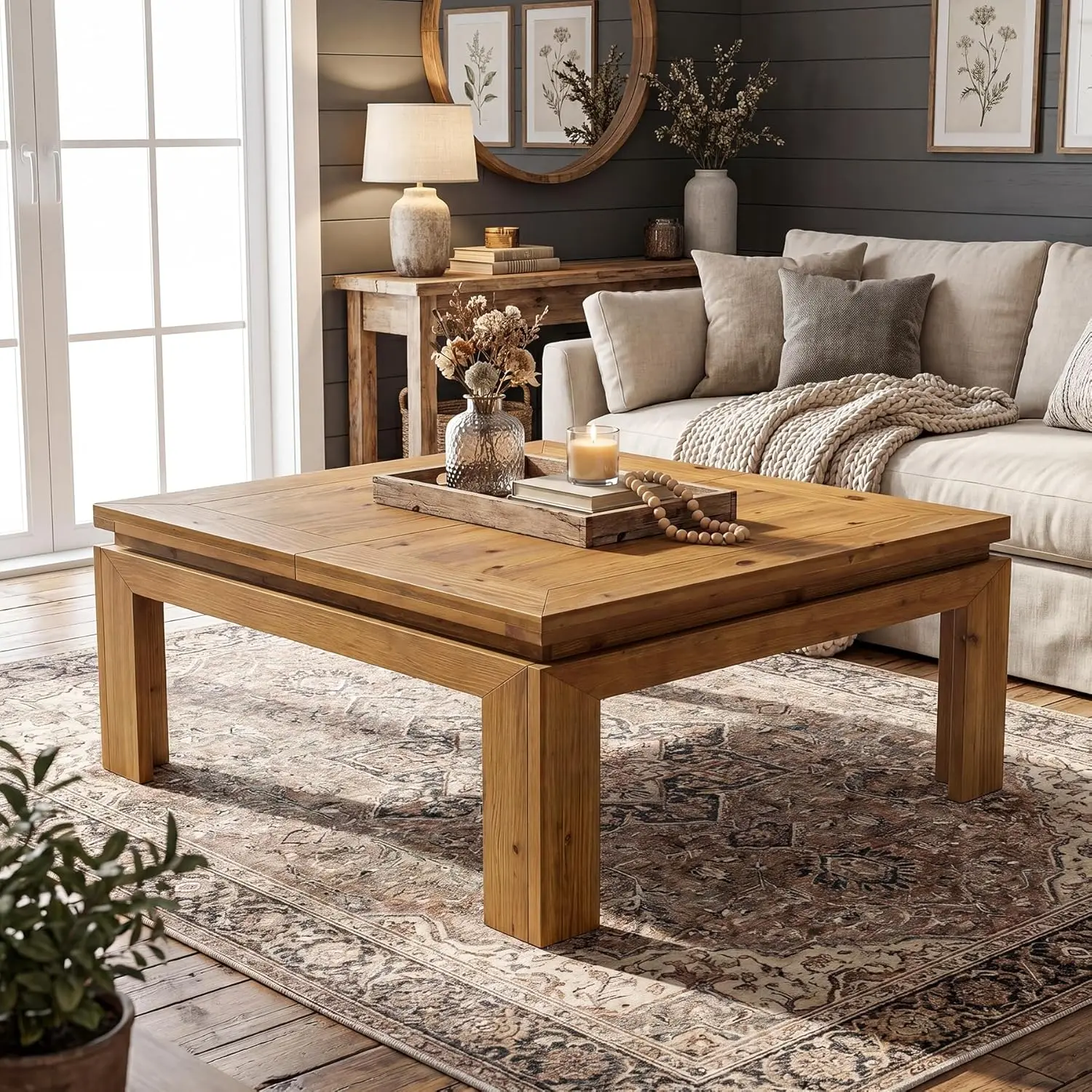 Solid Wood Square Coffee Table, 39.4" x 39.4" Farmhouse Coffee Center Table with Recessed Edge Design, Easy Assembly, Living Roo
Solid Wood Square Coffee Table, 39.4" x 39.4" Farmhouse Coffee Center Table with Recessed Edge Design, Easy Assembly, Living Roo