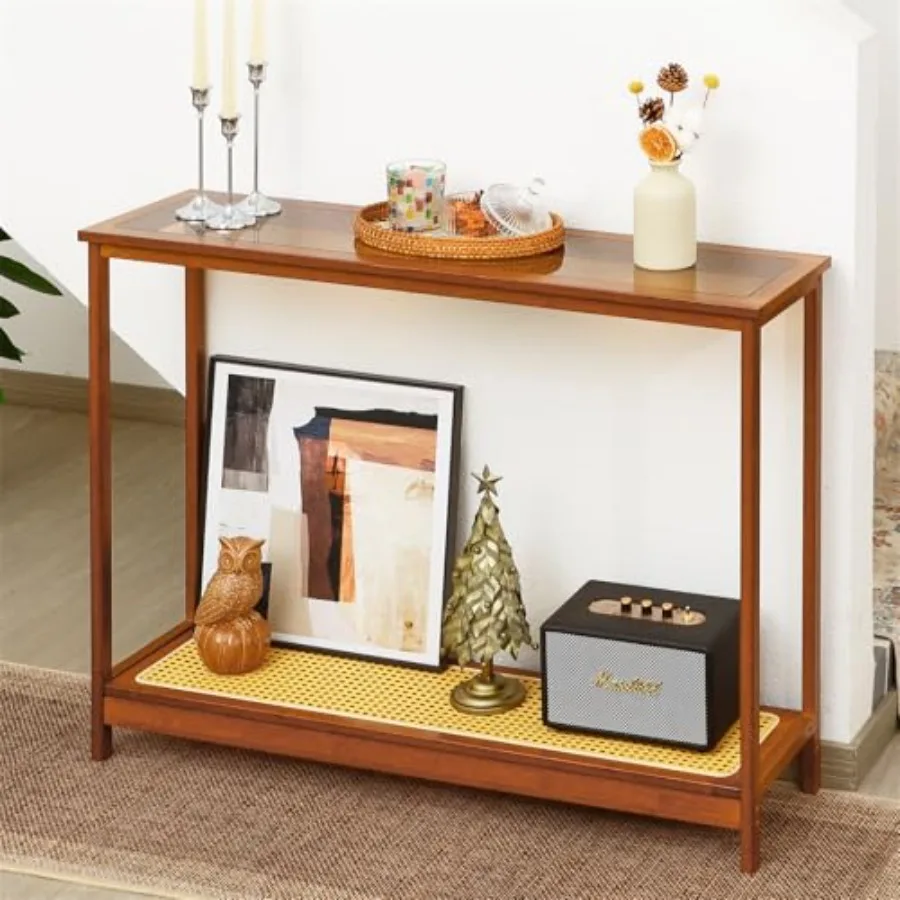 Bamboo Narrow Console Table 39.4" L Wood Small Entryway Table with Rattan and Glass Accent Slim Hallway Tables Thin Sofa Side T
Bamboo Narrow Console Table 39.4" L Wood Small Entryway Table with Rattan and Glass Accent Slim Hallway Tables Thin Sofa Side T