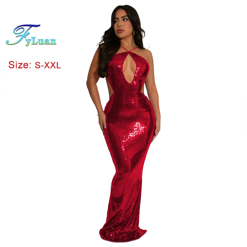 New Listing Luxury Sexy Backless Women Hanging Neck Skirt Sleeveless Temperament Sequin Rear Slit Dress Party Evening Prom Gowns
New Listing Luxury Sexy Backless Women Hanging Neck Skirt Sleeveless Temperament Sequin Rear Slit Dress Party Evening Prom Gowns