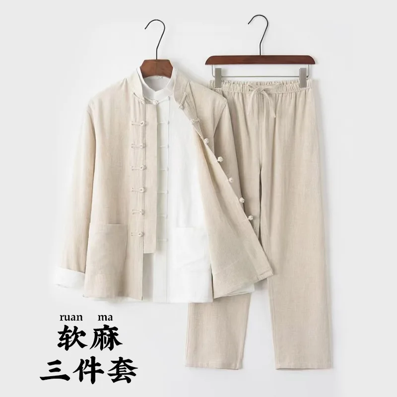 Suit Men's Chinese Style Long Linen Sleeves Three-Piece Cotton and Meditation Tea Tai Ji Hanfu
Suit Men's Chinese Style Long Linen Sleeves Three-Piece Cotton and Meditation Tea Tai Ji Hanfu