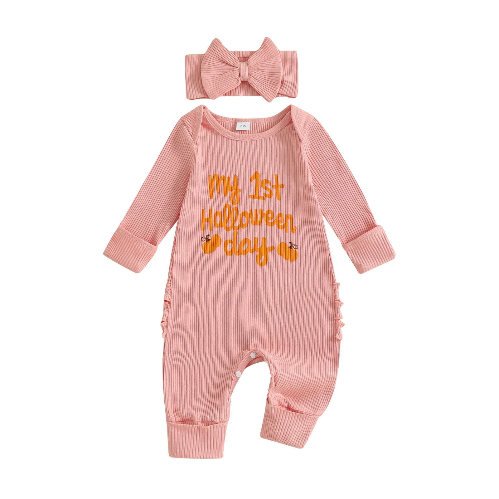 Baby Girl Halloween Outfit Pumpkin Letter Print Long Sleeve Romper and Bow Headband 2 Pcs Set
Baby Girl Halloween Outfit Pumpkin Letter Print Long Sleeve Romper and Bow Headband 2 Pcs Set