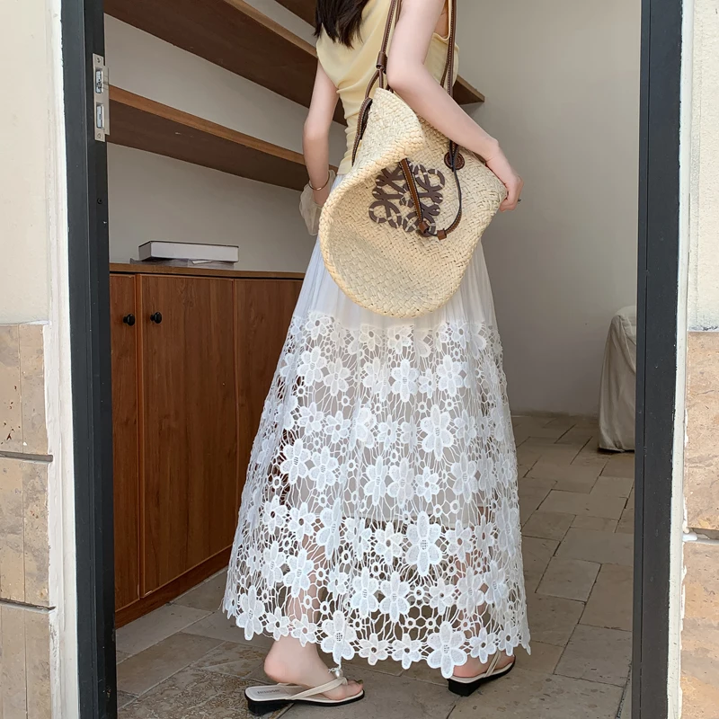 Юбка миди женская с завышенной талией, ажурная, летняя, белая, с кружевной отделкой, модель Heavy Du Design Sensation
Юбка миди женская с завышенной талией, ажурная, летняя, белая, с кружевной отделкой, модель Heavy Du Design Sensation