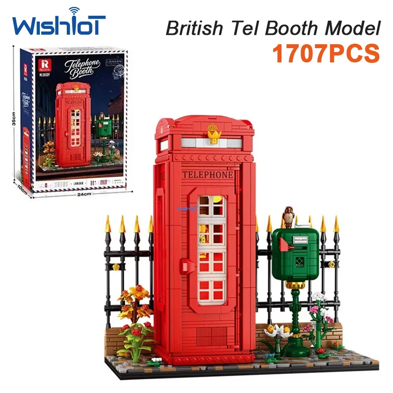 1707pcs British Red Telephone Booth Building Blocks Street View Model Light Sensor LED Educational DIY Toys for Adults Kids
1707pcs British Red Telephone Booth Building Blocks Street View Model Light Sensor LED Educational DIY Toys for Adults Kids