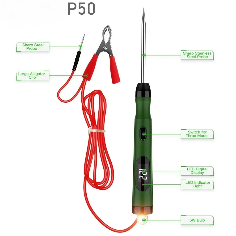 JDiag P50 5V-30V Digital Display Car Electrical Circuit Tester Probe, Voltage & Circuit Test Lamp Pen
JDiag P50 5V-30V Digital Display Car Electrical Circuit Tester Probe, Voltage & Circuit Test Lamp Pen