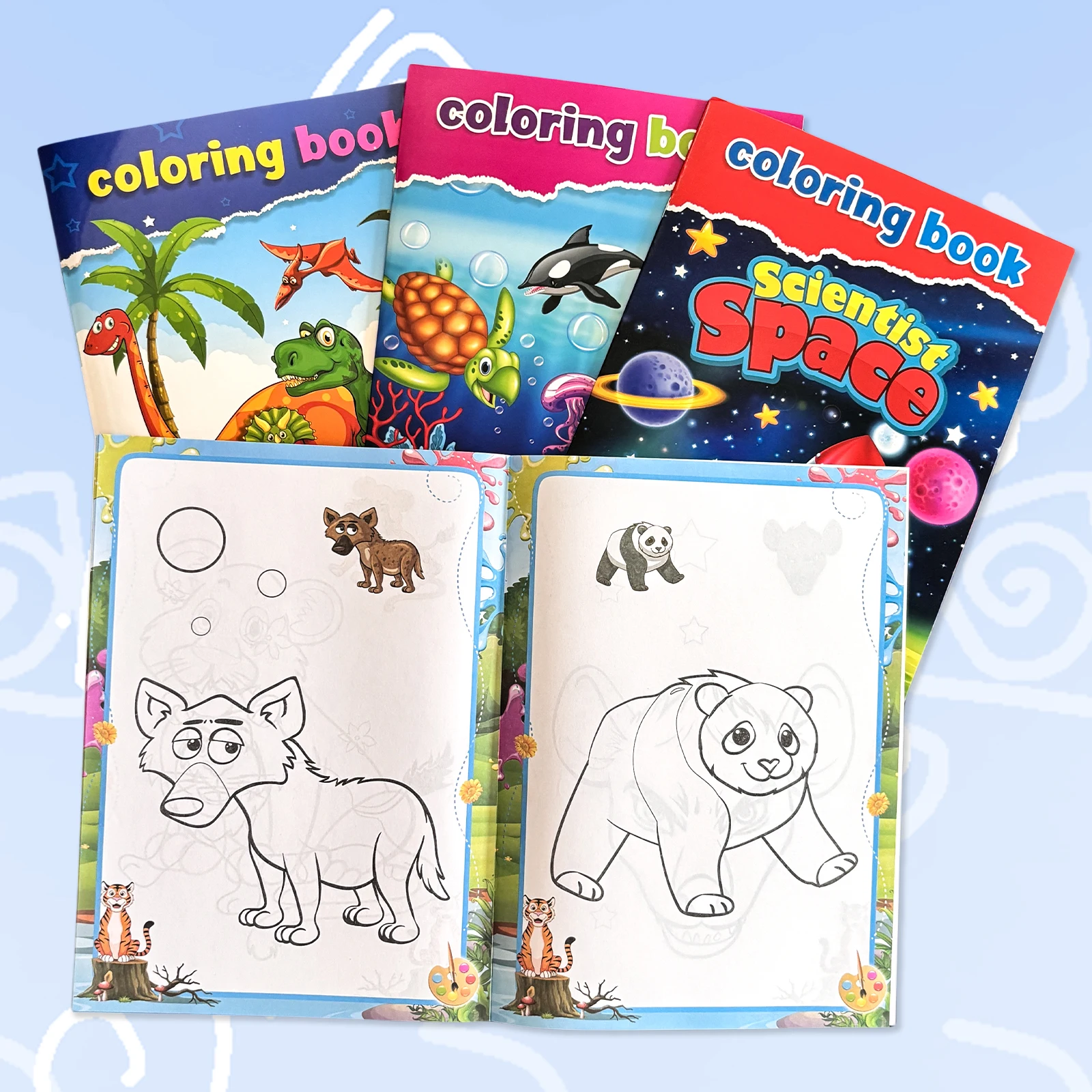 A set of four coloring books for children, art activity books for early education, art supplies gifts.
A set of four coloring books for children, art activity books for early education, art supplies gifts.