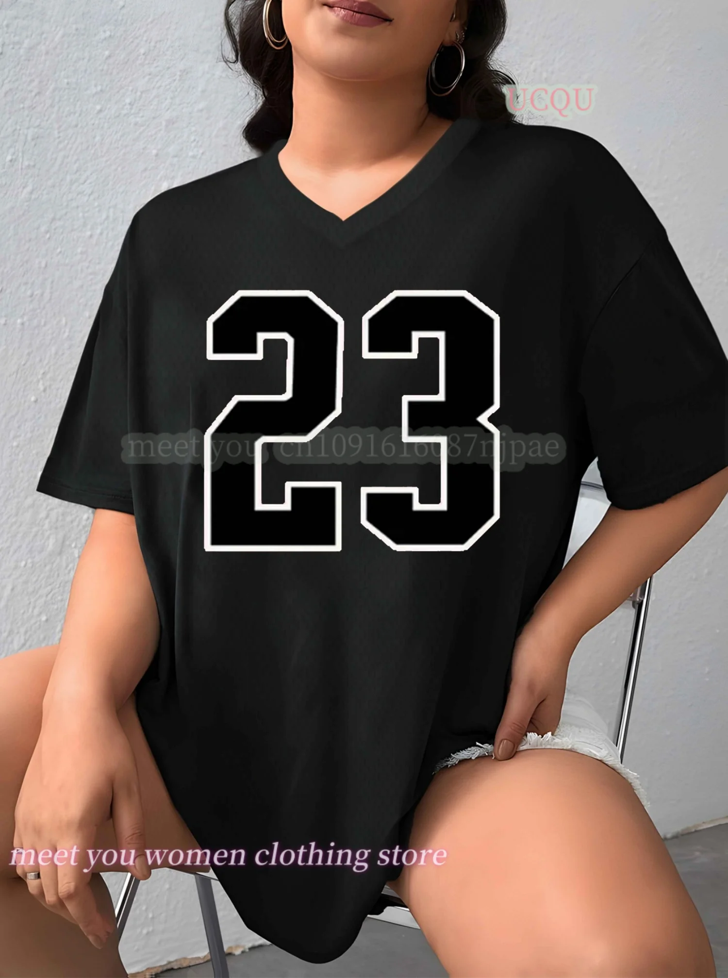 women NO.23print Woman T Shirt Girl Oversize Daily Top Female Creativity Streettshirt v-Neck T-Shirt Casual Clothes
women NO.23print Woman T Shirt Girl Oversize Daily Top Female Creativity Streettshirt v-Neck T-Shirt Casual Clothes