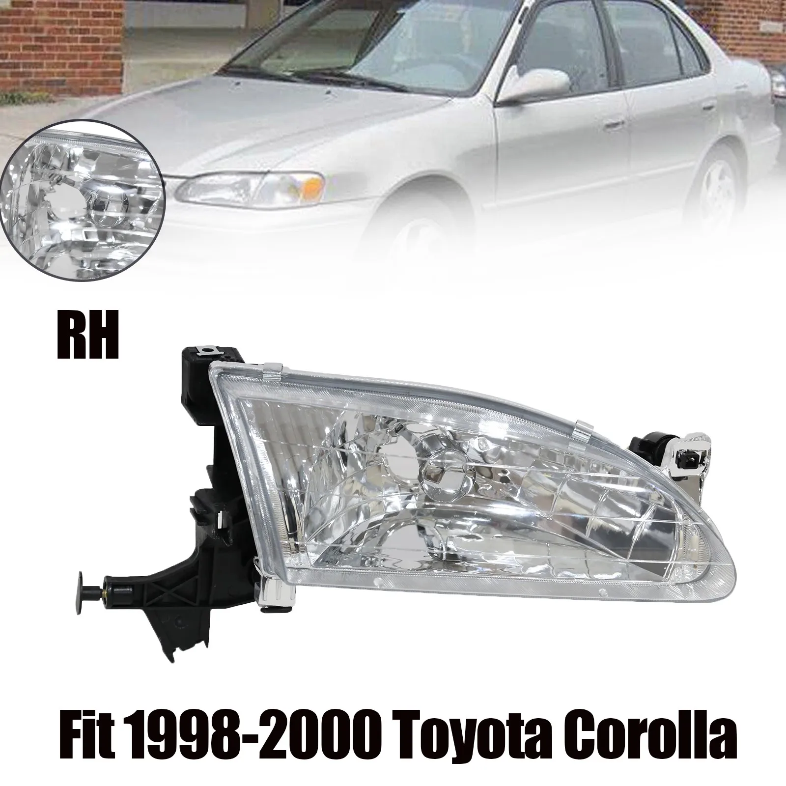 Для TOYOTA COROLLA 1998-2000 годов выпуска, правая галогенная фара (сторона пассажира)
Для TOYOTA COROLLA 1998-2000 годов выпуска, правая галогенная фара (сторона пассажира)