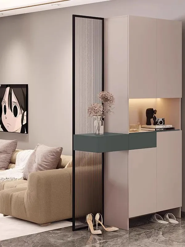 Light luxury door glass screen partition household custom entry cabinet entrance shoe cabinet integrated facing the foye
Light luxury door glass screen partition household custom entry cabinet entrance shoe cabinet integrated facing the foye
