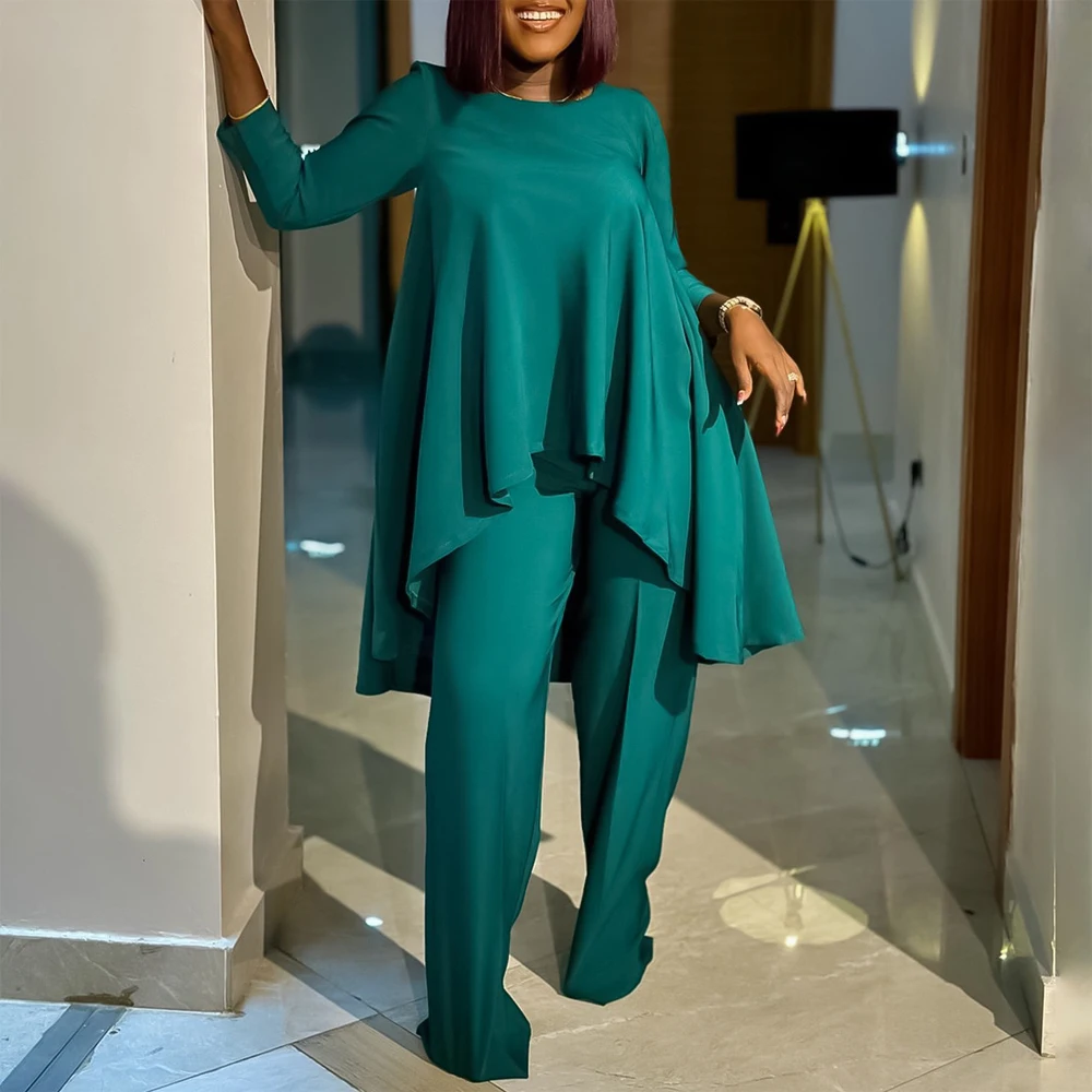 Women 2 Pieces Pants Sets Solid Blouse Loose & Long Trousers Elegant Female Birthday Party Wear Outfits Matching Pants Sets New
Women 2 Pieces Pants Sets Solid Blouse Loose & Long Trousers Elegant Female Birthday Party Wear Outfits Matching Pants Sets New