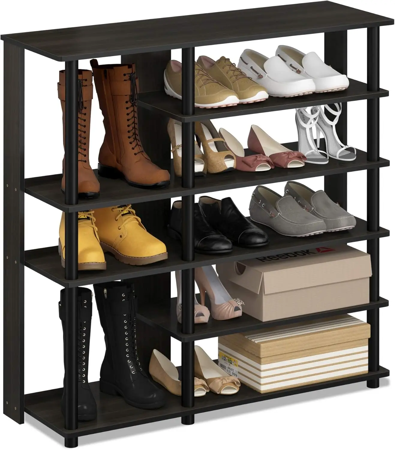 Turn-N-Tube Multi Storage Shoe Rack, 35.2"W 6-Tier, Espresso/Black,17082EX/BK
Turn-N-Tube Multi Storage Shoe Rack, 35.2"W 6-Tier, Espresso/Black,17082EX/BK