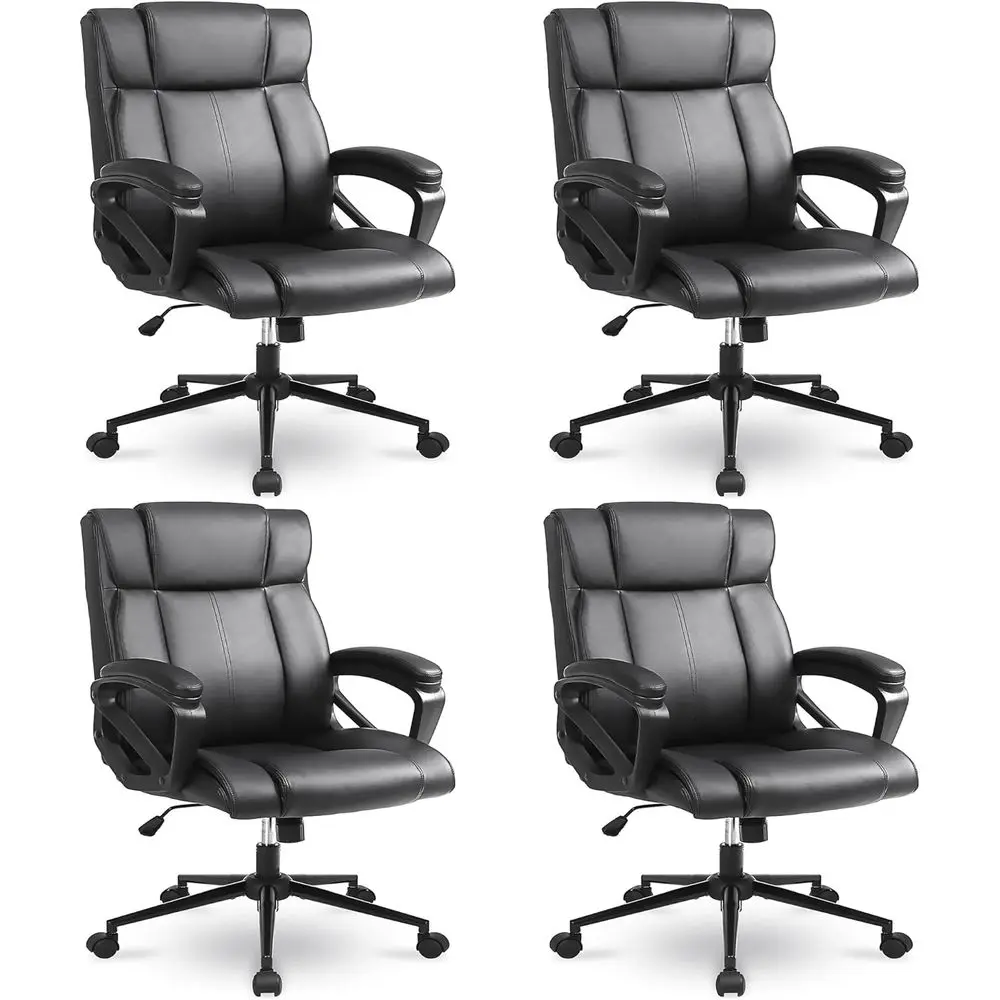 Ergonomic Leather Swivel Chair with Lumbar Support, Armrests, and Wheels for Home Office (Set of 4, Black)
Ergonomic Leather Swivel Chair with Lumbar Support, Armrests, and Wheels for Home Office (Set of 4, Black)