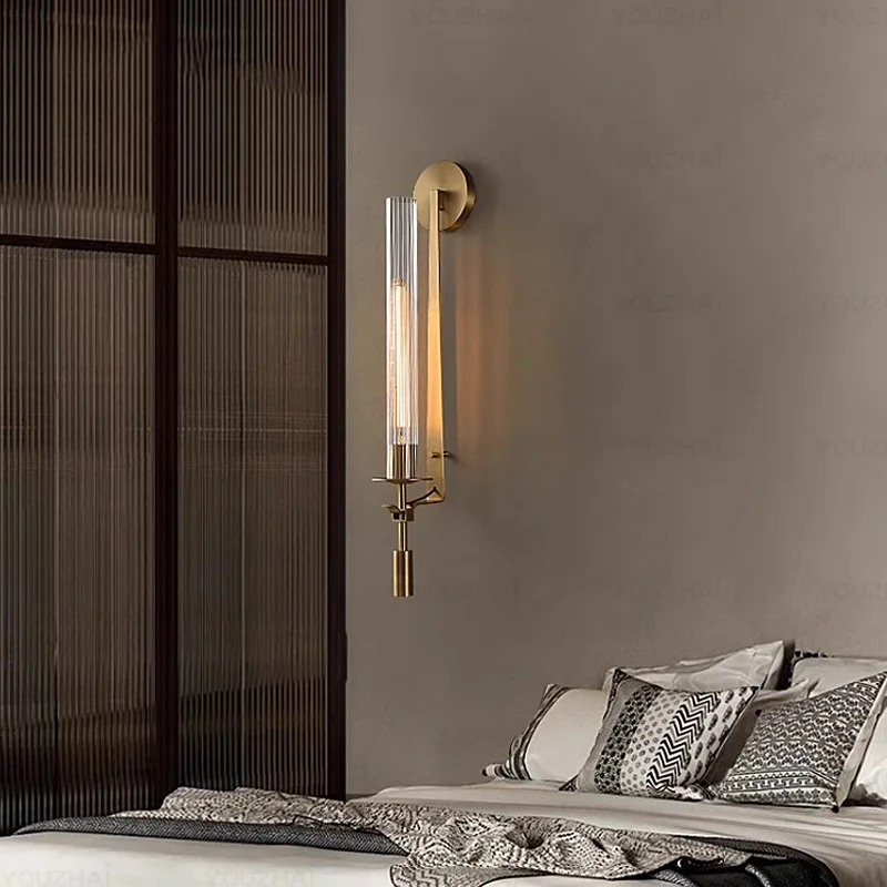 Glass Tube wall lamps Modern living room study hotel home decor Indoor lighting fixtures Bedside Golden wall sconce
Glass Tube wall lamps Modern living room study hotel home decor Indoor lighting fixtures Bedside Golden wall sconce