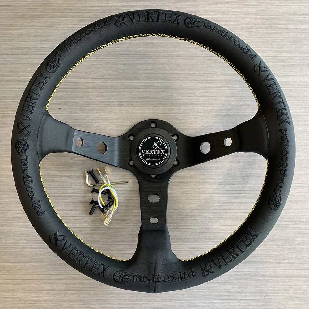 Tiypeor Universal13inch Black embroidery KING of VERTE Leather Modified Performance Deep Dish Tuning Sport Steering Wheel
Tiypeor Universal13inch Black embroidery KING of VERTE Leather Modified Performance Deep Dish Tuning Sport Steering Wheel