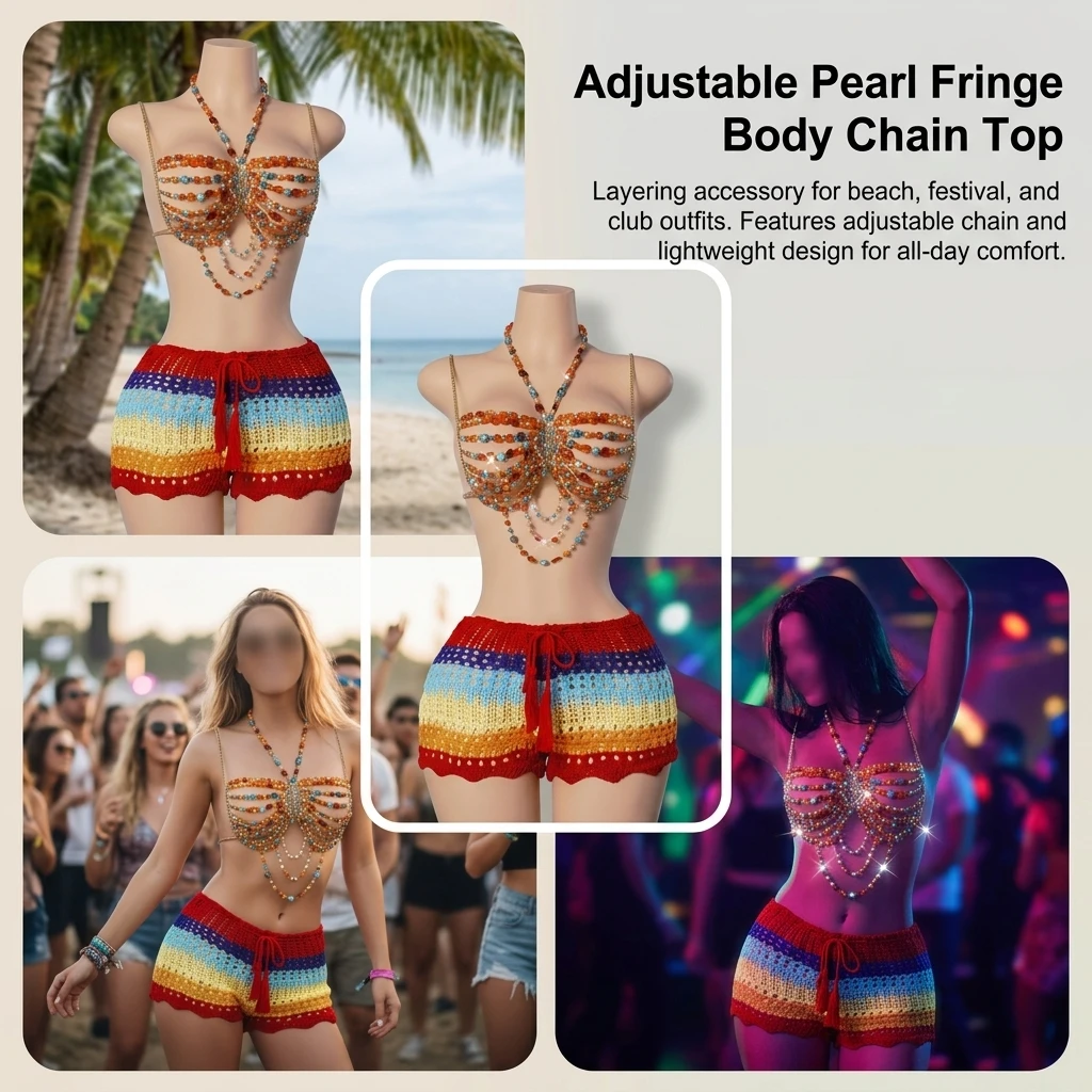 Women Pearl Fringe Body Chain Neckpiece Top Layering Accessory For Party And Performance
Women Pearl Fringe Body Chain Neckpiece Top Layering Accessory For Party And Performance