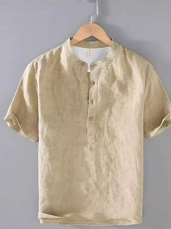 Retro Linen Short Sleeve T-Shirt Men's Thin Loose Summer New Cotton Linen Stand Collar Half Sleeve Casual Trendy Top
Retro Linen Short Sleeve T-Shirt Men's Thin Loose Summer New Cotton Linen Stand Collar Half Sleeve Casual Trendy Top