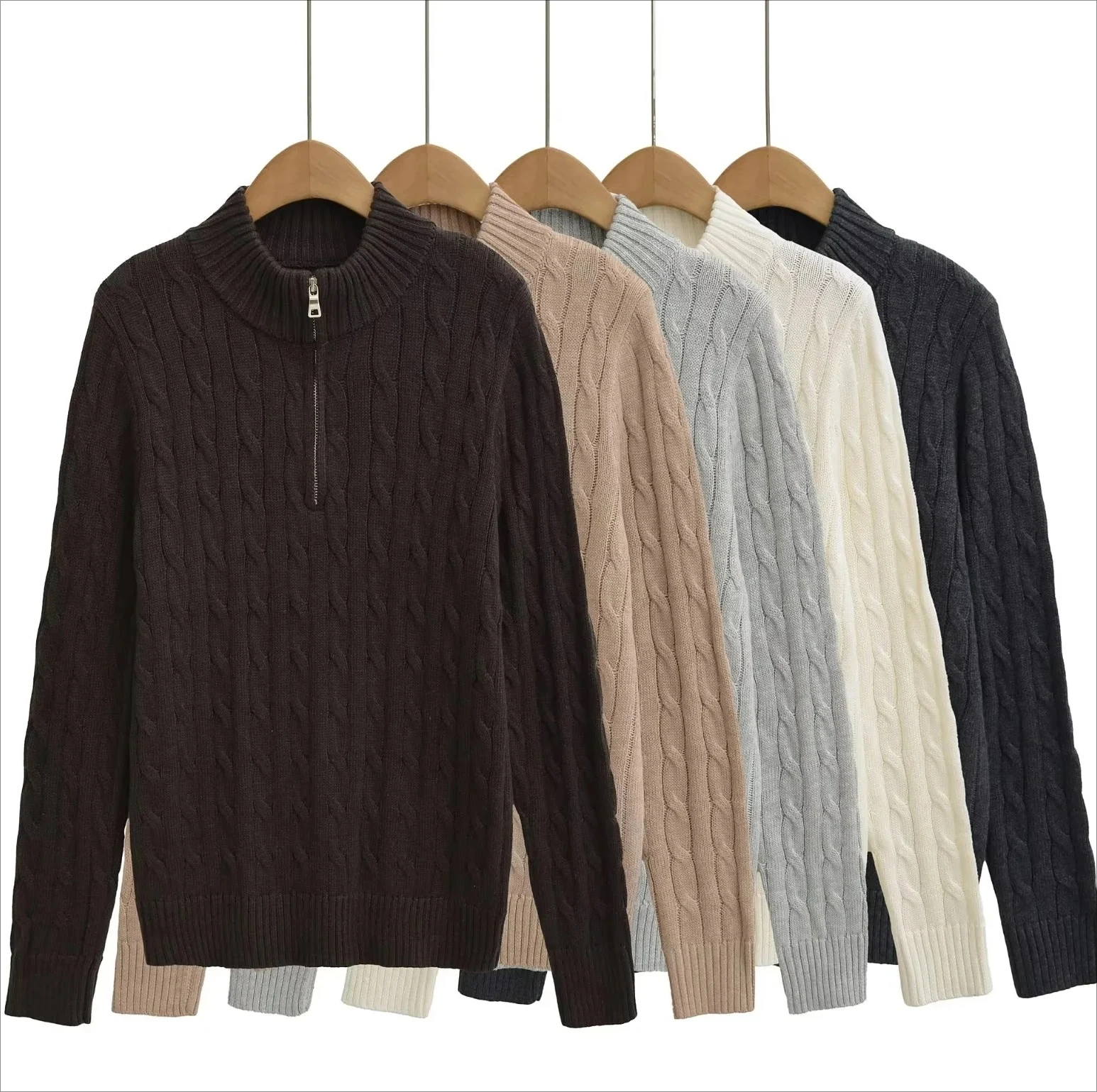 Loose Fit High Collar Knitted Sweater Women's Lazy High-End Feeling Outerwear Zip Twist Knit Top
Loose Fit High Collar Knitted Sweater Women's Lazy High-End Feeling Outerwear Zip Twist Knit Top