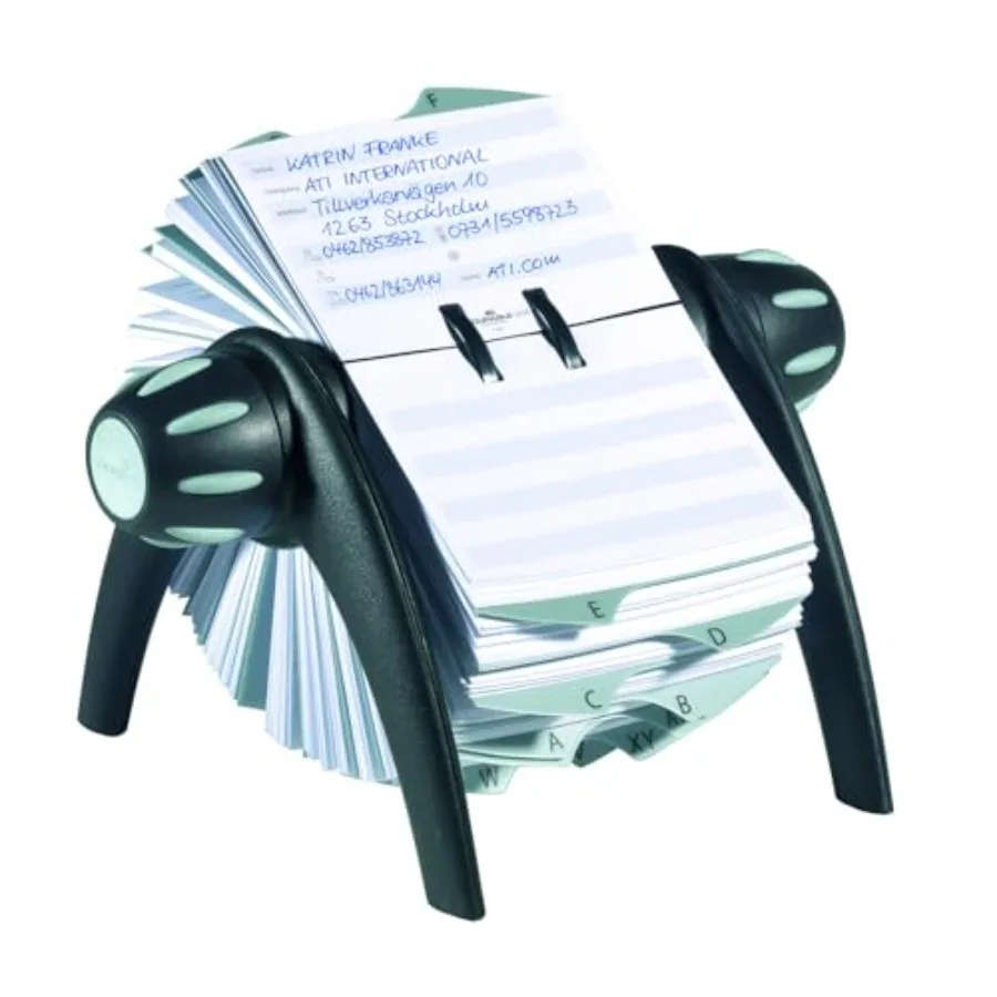 Telindex Rotary Address Card Holder - Includes 500 Double-Sided Card Pockets - Includes A-Z Index - Made from Black Plastic
Telindex Rotary Address Card Holder - Includes 500 Double-Sided Card Pockets - Includes A-Z Index - Made from Black Plastic
