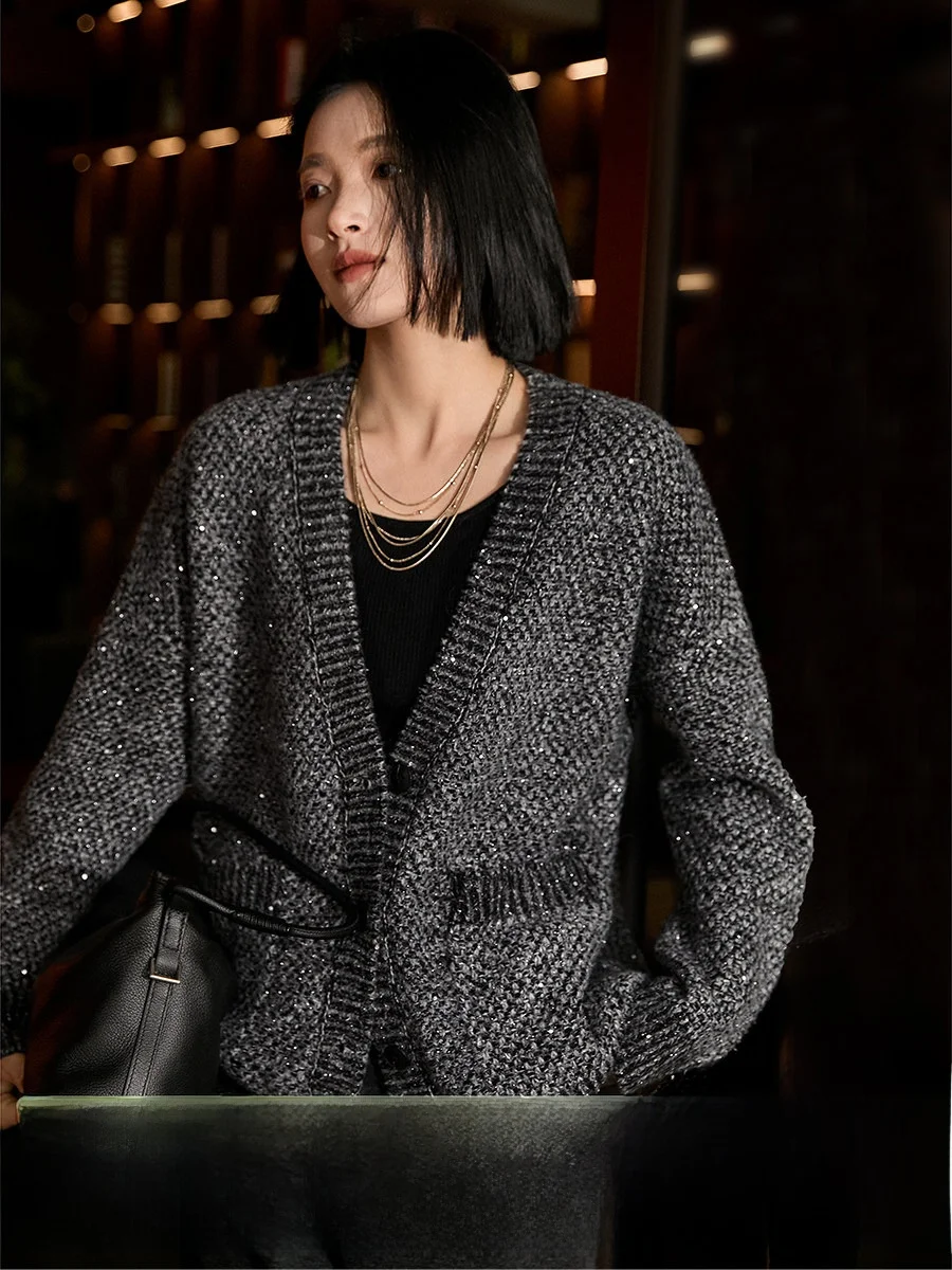 XiaoHanGe V-neck Bead Loose Open Cardigan Women's Spring New Pure Color Soft Knitted Long Sleeve Fashion Artistic Style
XiaoHanGe V-neck Bead Loose Open Cardigan Women's Spring New Pure Color Soft Knitted Long Sleeve Fashion Artistic Style