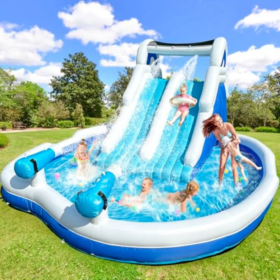 Inflatable for Big,17.7FT Double Water Park with Huge Splash Pool, Climbing Wall and Water Cannons, Blow Up Bounce House for Ba
Inflatable for Big,17.7FT Double Water Park with Huge Splash Pool, Climbing Wall and Water Cannons, Blow Up Bounce House for Ba