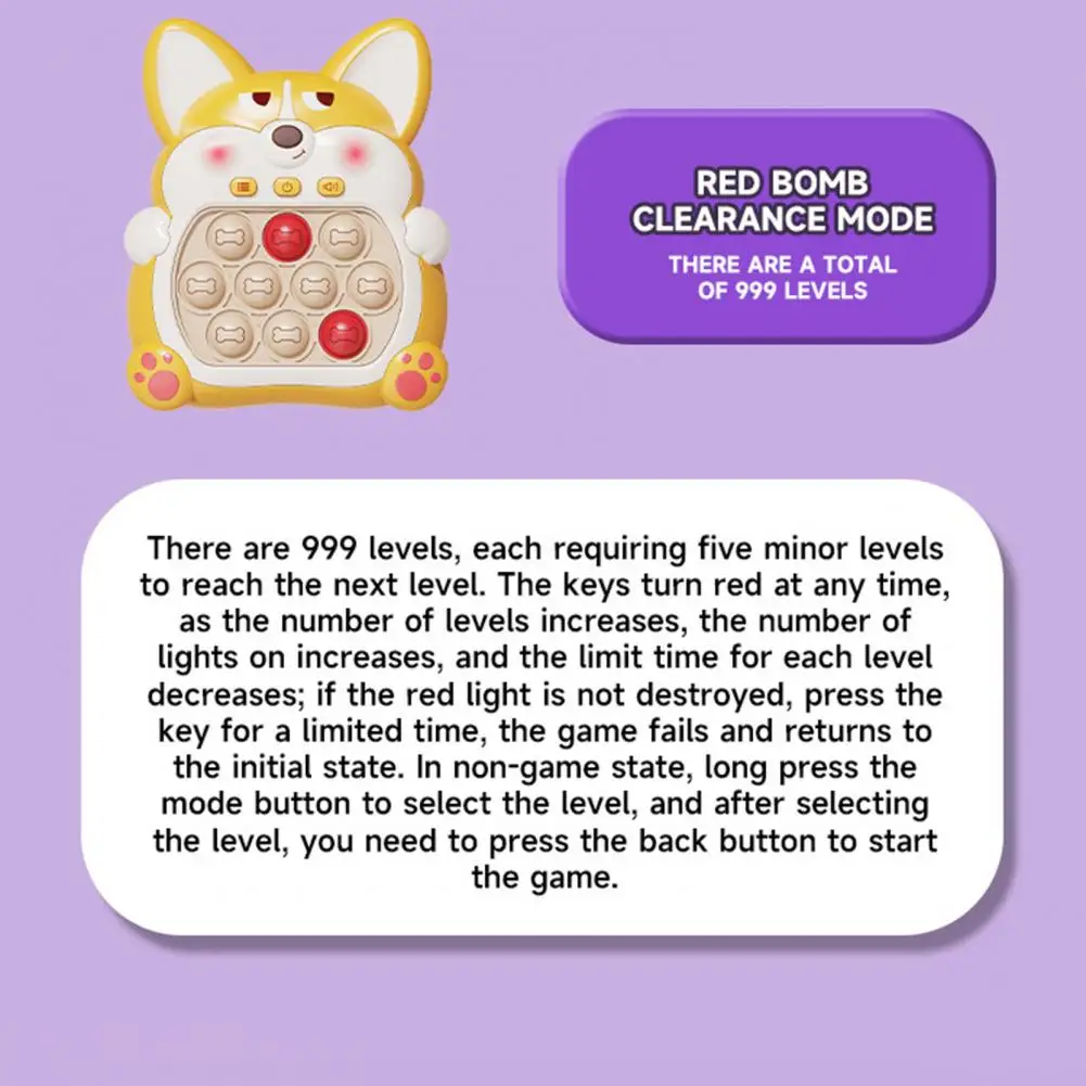 Push Bubble Toy Light-up Cartoon Corgi Push Bubble Game 999 Handheld Fidget Toy for Early Education Stress Relief Funny Push
Push Bubble Toy Light-up Cartoon Corgi Push Bubble Game 999 Handheld Fidget Toy for Early Education Stress Relief Funny Push