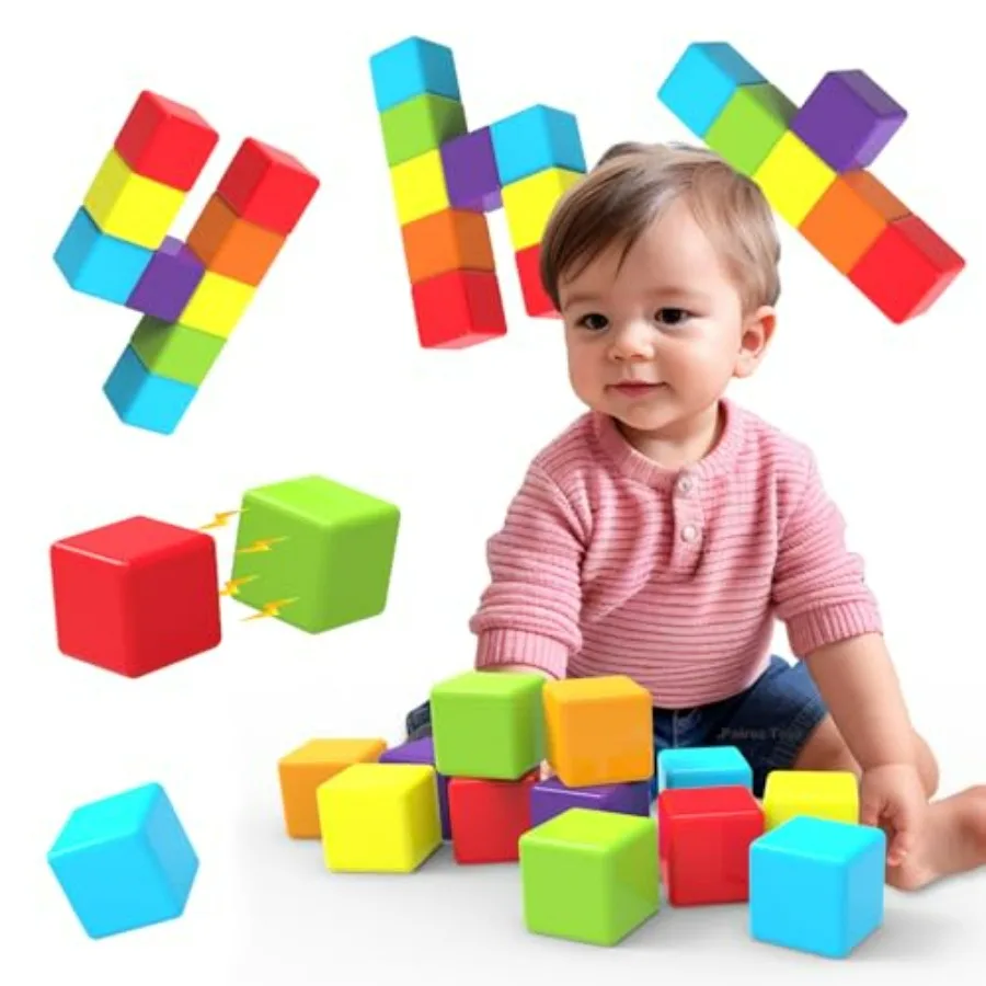 Magnetic Building Blocks Large, 1.65 inch Magnetic Stacking Cubes for Toddlers, Sensory and Montessori Toys for Boys and Girls
Magnetic Building Blocks Large, 1.65 inch Magnetic Stacking Cubes for Toddlers, Sensory and Montessori Toys for Boys and Girls