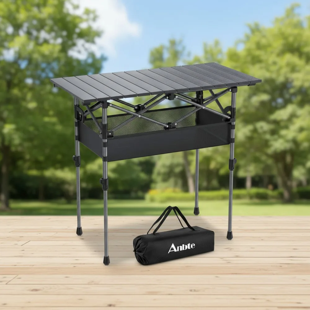 3ft Aluminum Roll Top Camping Table, 2 Adjustable Heights with Storage Net & Bag for Outdoor BBQ Picnic
3ft Aluminum Roll Top Camping Table, 2 Adjustable Heights with Storage Net & Bag for Outdoor BBQ Picnic