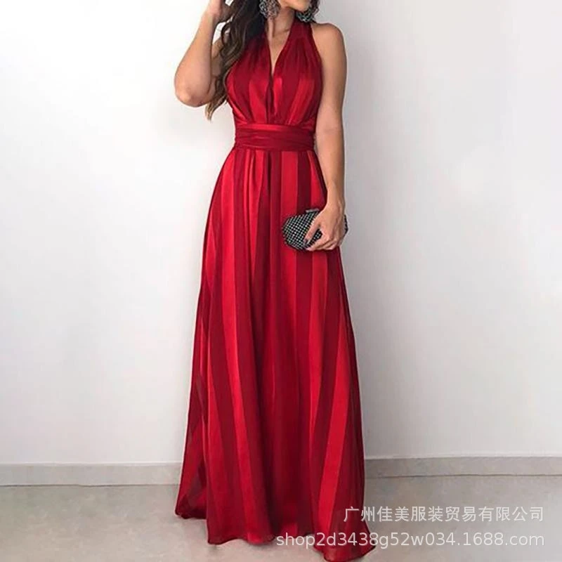 Summer Sexy Sleeveless Hollow Out Slim Long Dress Fashion Striped Hem Party Dresses Red Women's Deep V Suspenders Evening Dress
Summer Sexy Sleeveless Hollow Out Slim Long Dress Fashion Striped Hem Party Dresses Red Women's Deep V Suspenders Evening Dress