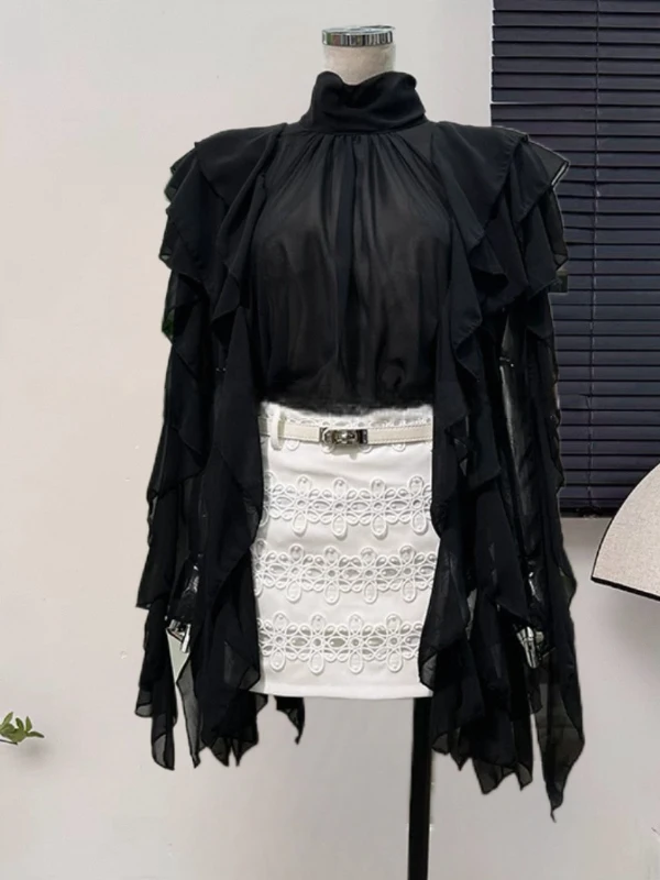 Black Half-High Collar Long Sleeve Shirt Women's Thin New Design Sensation Small Audience Gored Top Korean Style Loose Fit
Black Half-High Collar Long Sleeve Shirt Women's Thin New Design Sensation Small Audience Gored Top Korean Style Loose Fit