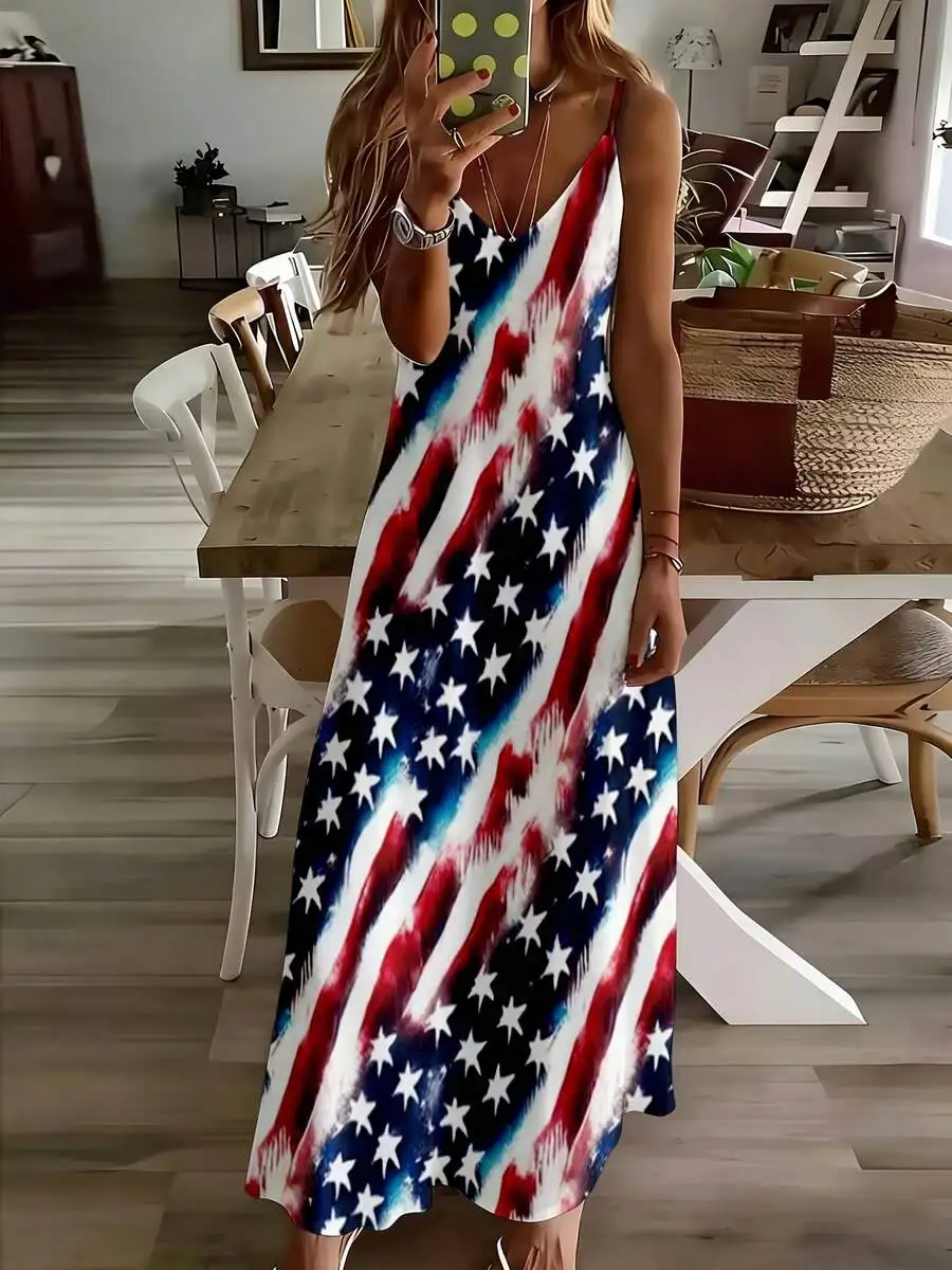 American Flag Print Sleeveless Midi Dress Women Summer Beach Vacation Casual Party Outfit
American Flag Print Sleeveless Midi Dress Women Summer Beach Vacation Casual Party Outfit