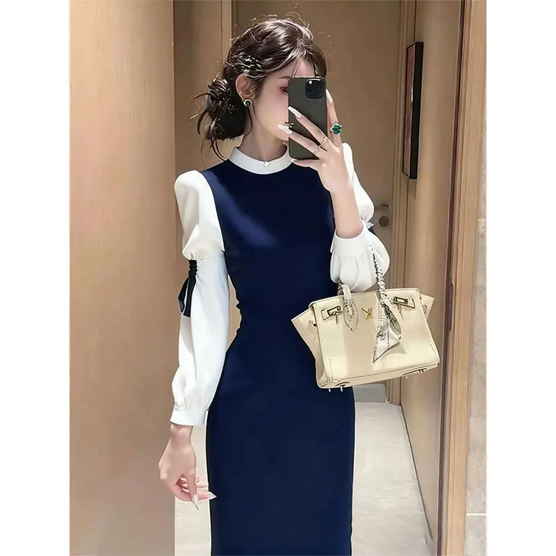 Blue Patchwork Long Sleeve Dress Women's Autumn Gentle High-End Sensation Miss Rich Style Long Skirt Commute Standard Polyest...
Blue Patchwork Long Sleeve Dress Women's Autumn Gentle High-End Sensation Miss Rich Style Long Skirt Commute Standard Polyest...
