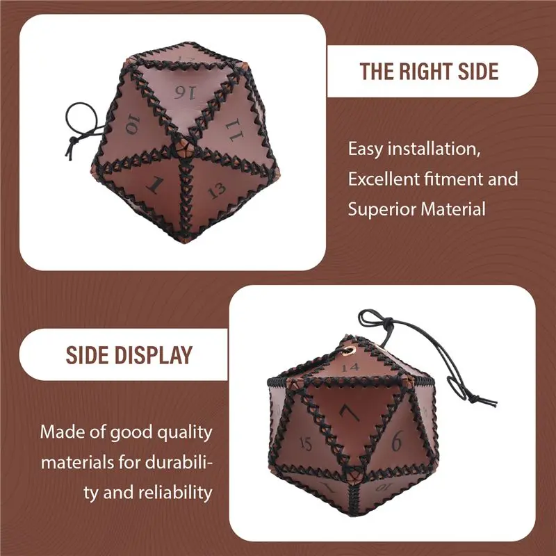 A65G-PU Leather D20 Dice Bag Polyhedral Dice Pouch For RPG, Game, DND Dice Bag, Brown
A65G-PU Leather D20 Dice Bag Polyhedral Dice Pouch For RPG, Game, DND Dice Bag, Brown