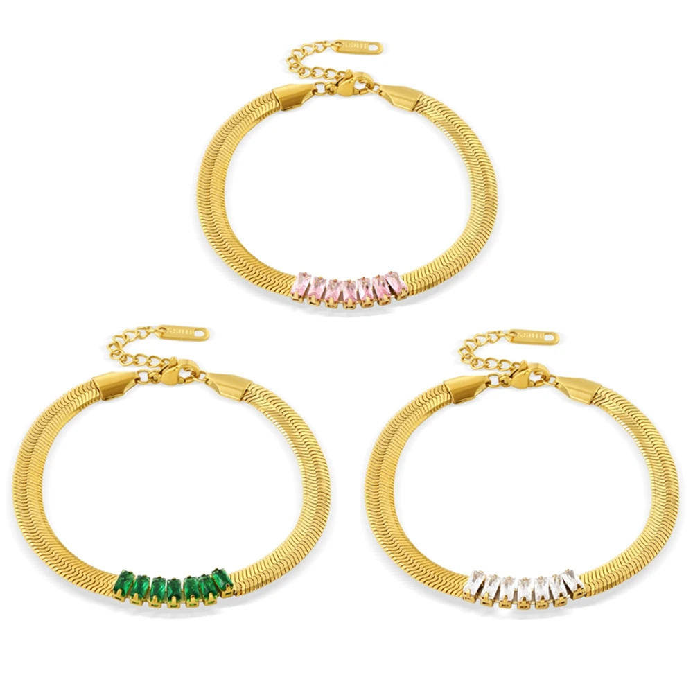 WILD & FREE Stainless Steel Gold Color Snake Chain Bracelet For Women Green Pink Crystal Charm Trendy Jewelry
WILD & FREE Stainless Steel Gold Color Snake Chain Bracelet For Women Green Pink Crystal Charm Trendy Jewelry