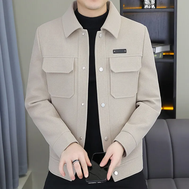 Casual Faionable Men's Wfle Pattern Jaet Coat Spring Autumn Cotton Blend Fabric Regular Sve Length Outerwear
Casual Faionable Men's Wfle Pattern Jaet Coat Spring Autumn Cotton Blend Fabric Regular Sve Length Outerwear