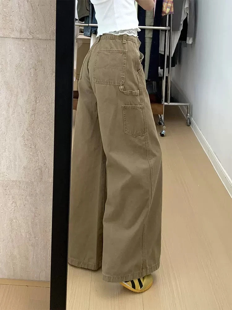 Y2K Широкие джинсы женские цвета хаки с высокой талией свободные американские уличные прямые рабочие брюки осень-зима
Y2K Широкие джинсы женские цвета хаки с высокой талией свободные американские уличные прямые рабочие брюки осень-зима