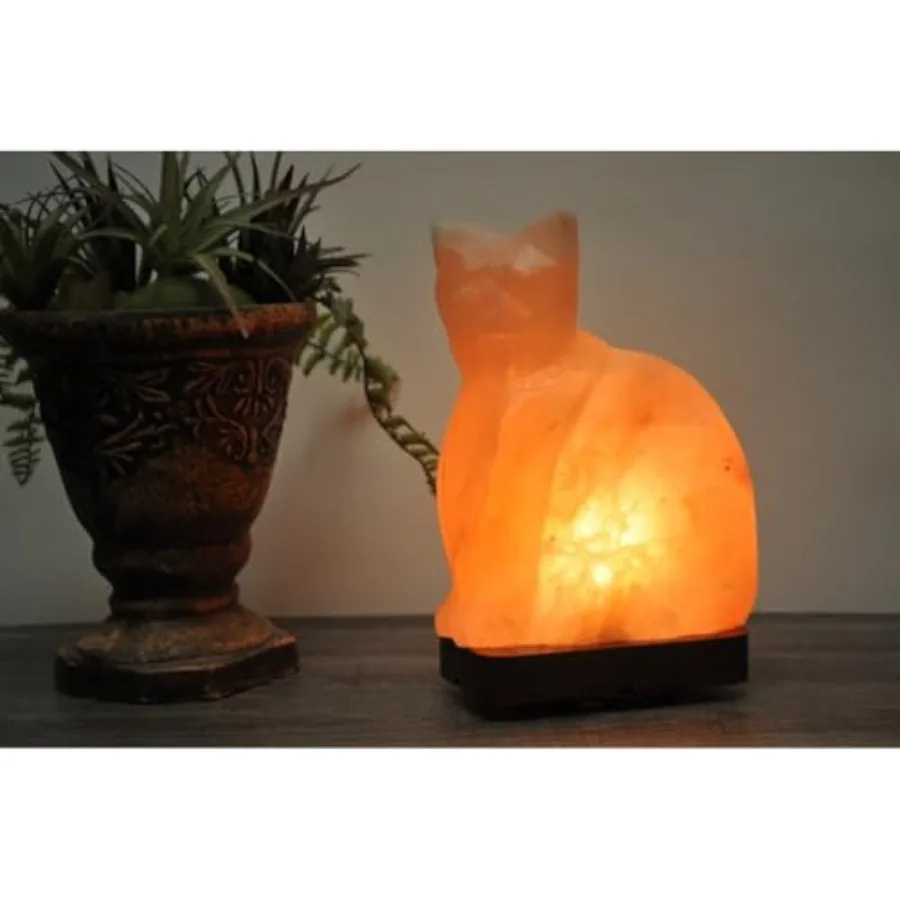 Natural Salt Cat Lamp, Hand Carved Pink Salt Table Lamp with Wood Base, Amber Glow Relaxing Night Light for Home Decor
Natural Salt Cat Lamp, Hand Carved Pink Salt Table Lamp with Wood Base, Amber Glow Relaxing Night Light for Home Decor