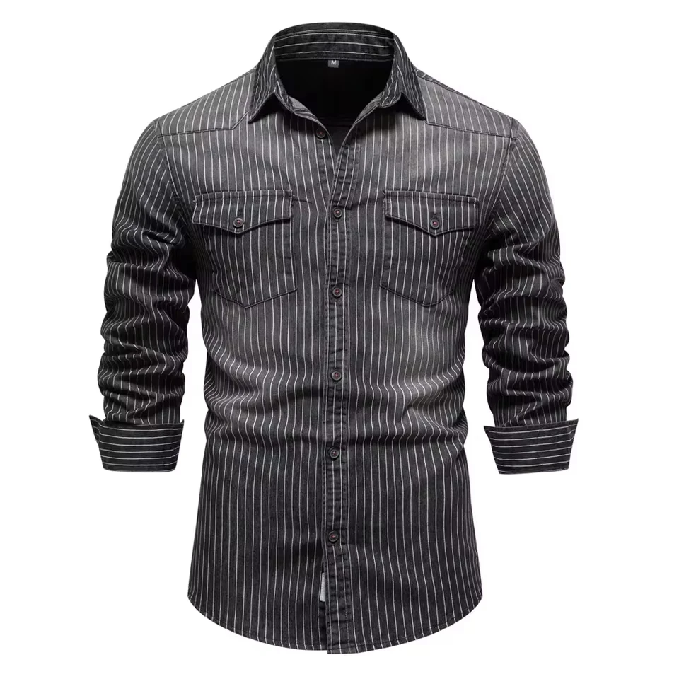 New Men's Cotton Long Sleeve Shirts Single Breasted Business Casual Fashion Solid Shirt Jackets Striped Denim Shirt for Men
New Men's Cotton Long Sleeve Shirts Single Breasted Business Casual Fashion Solid Shirt Jackets Striped Denim Shirt for Men