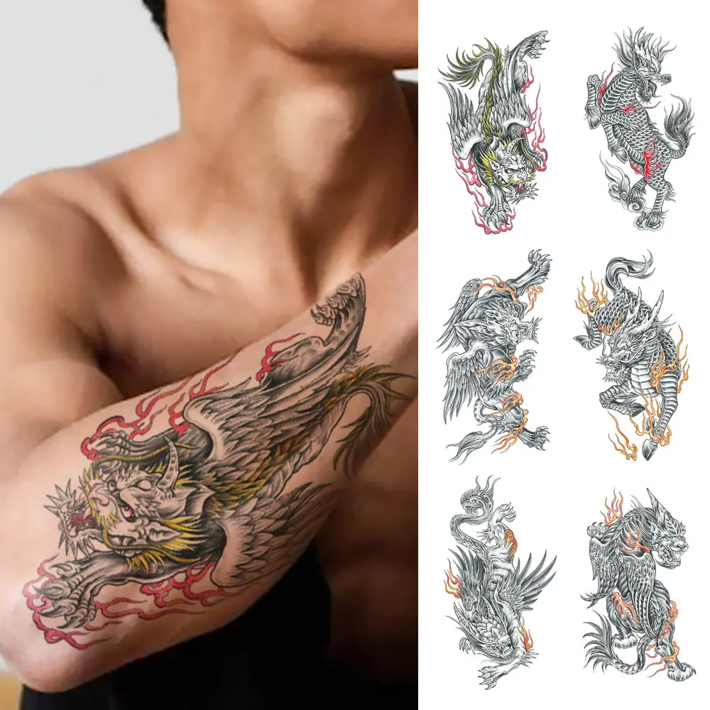 6pcs Waterproof Temporary Tattoo Sticker Stone Lions Dragon Flame Totem Tatto Realistic Animal Body Art Arm Fake Tatoo Men Women
6pcs Waterproof Temporary Tattoo Sticker Stone Lions Dragon Flame Totem Tatto Realistic Animal Body Art Arm Fake Tatoo Men Women