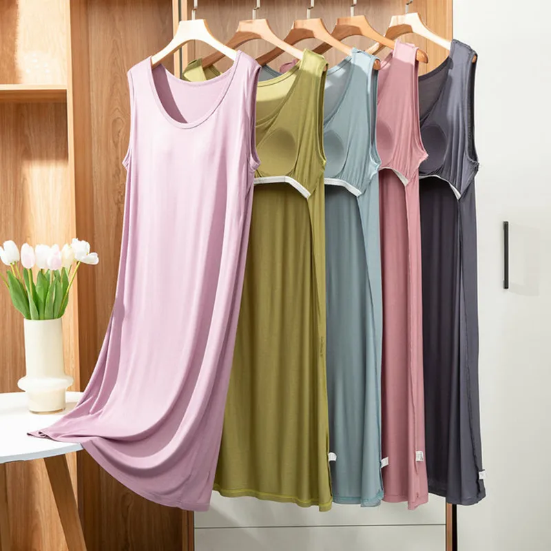 Casual Sleep Shirts For Women Sleeveless Bra Cup Night Dress Sleeveless Summer Nightgowns Female Homewear Sleeping Vest Dress
Casual Sleep Shirts For Women Sleeveless Bra Cup Night Dress Sleeveless Summer Nightgowns Female Homewear Sleeping Vest Dress