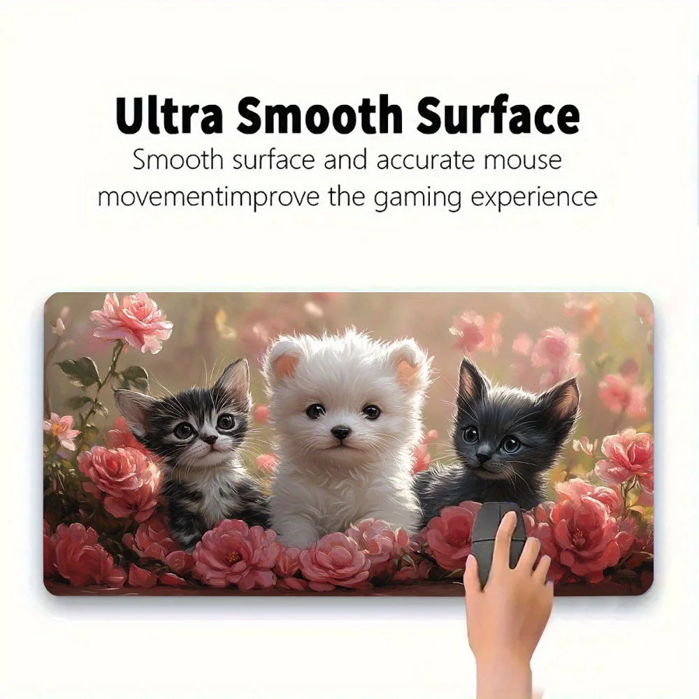 Pet-Themed Large Mouse Pad with Adorable Kittens & Puppy in Floral Print - Non-Slip Desk Mat for Gaming & Office, Perfect Gift f
Pet-Themed Large Mouse Pad with Adorable Kittens & Puppy in Floral Print - Non-Slip Desk Mat for Gaming & Office, Perfect Gift f